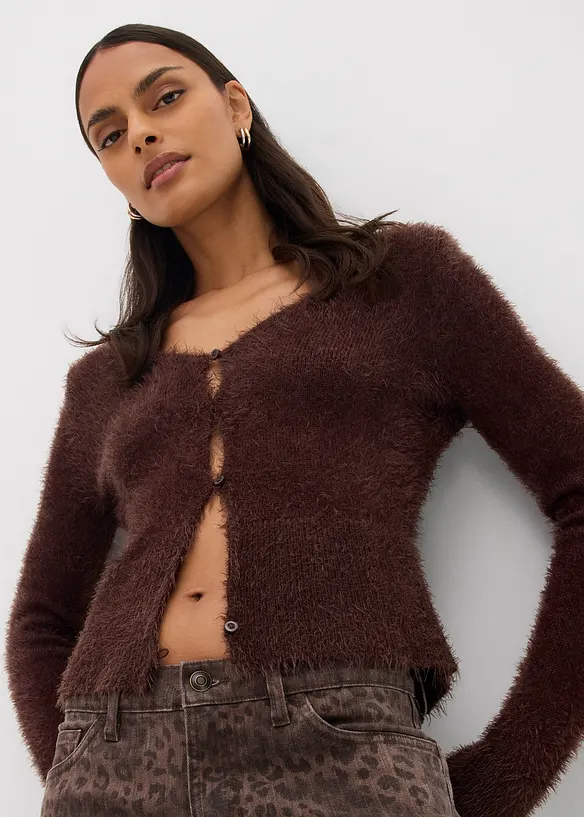 Keprové kalhoty Wide Leg, s leopardím potiskem, bonprix