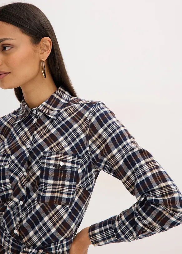 Košilové šaty z měkkého flanelu, bonprix