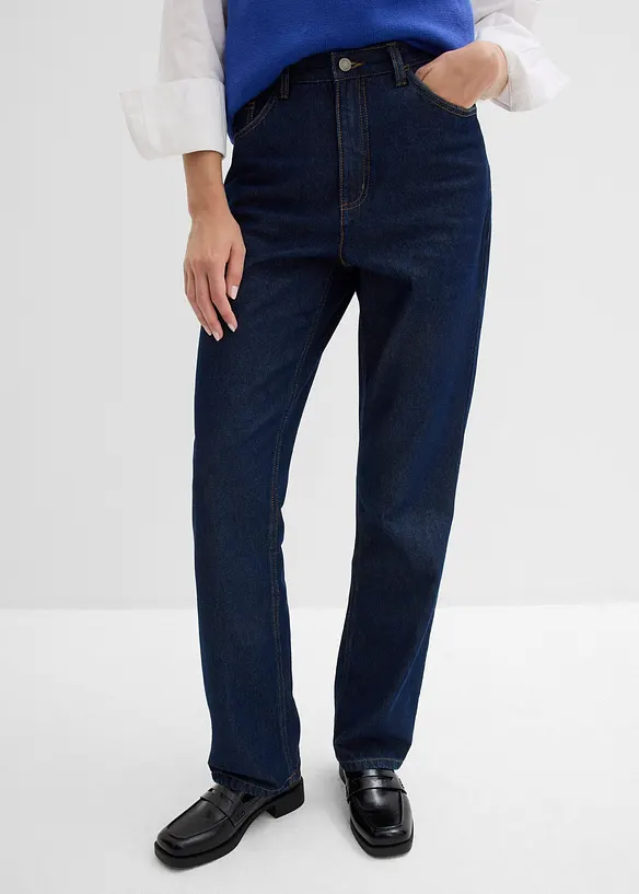 Džíny Straight, High Waist, Long, z organické bavlny, bonprix