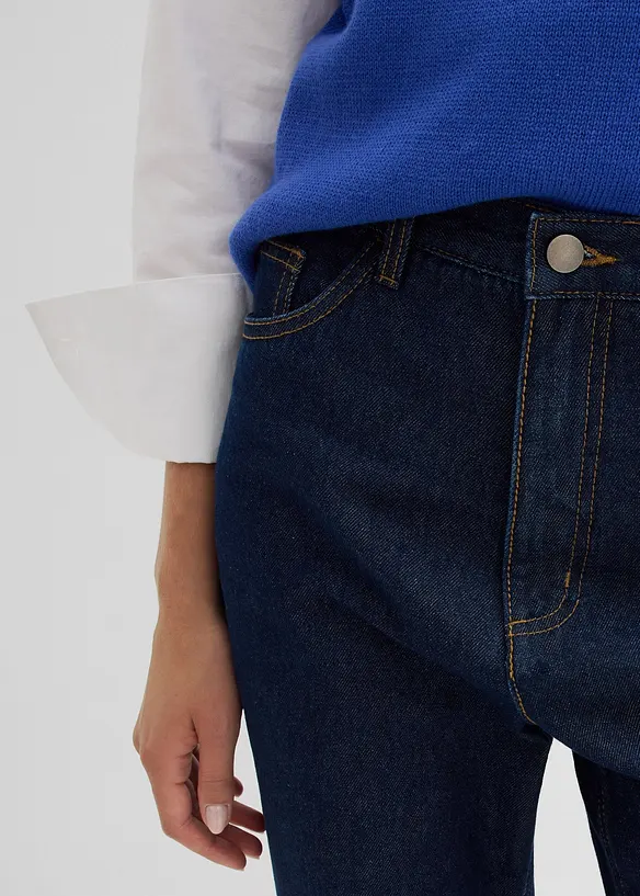 Džíny Straight, High Waist, Long, z organické bavlny, bonprix