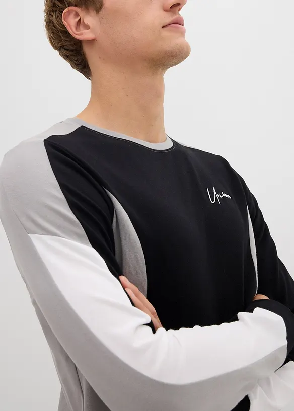 Triko s dlouhým rukávem, z elastické bavlněné směsi, Slim Fit, bonprix