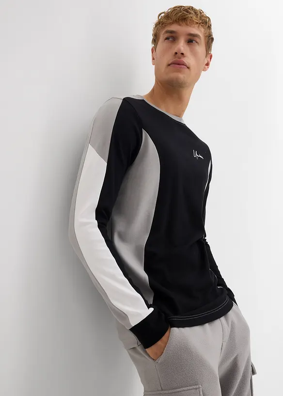 Triko s dlouhým rukávem, z elastické bavlněné směsi, Slim Fit, bonprix