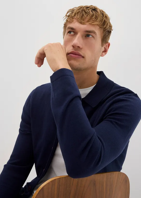 Rozepínací svetr z jemné pleteniny s luxusní merino vlnou, Slim Fit, bonprix