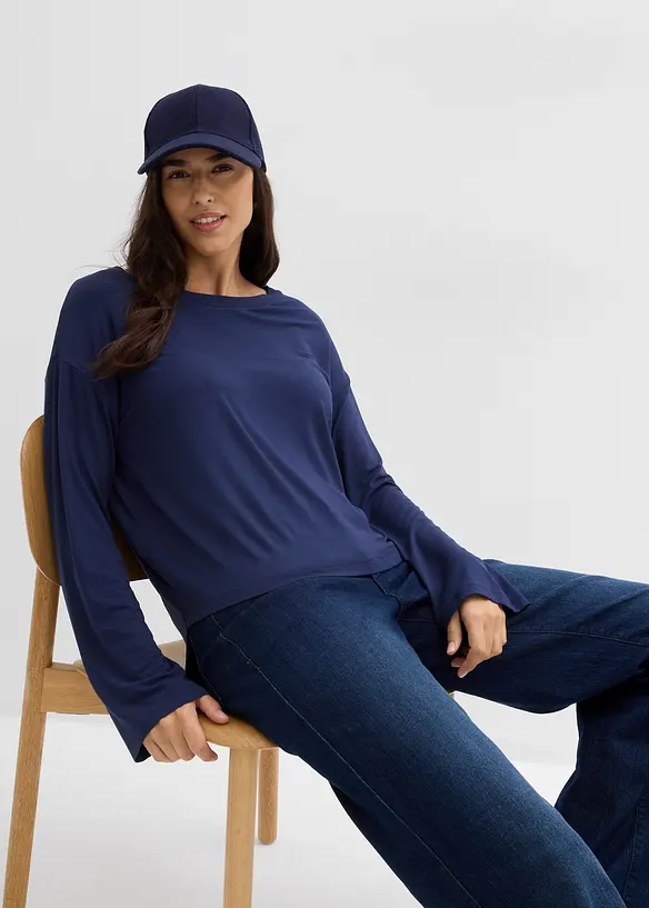 Oversize tričko ze splývavé směsi viskózy a elastanu, bonprix