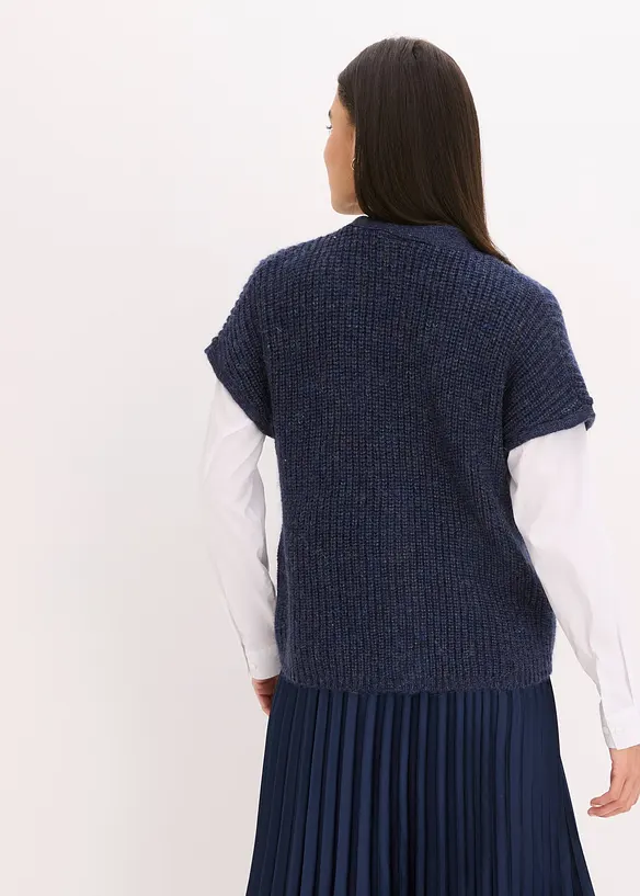 Pletená vesta s ozdobnými knoflíky a podílem vlny, bonprix