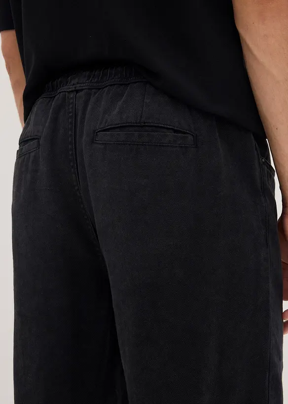 Kalhoty bez zapínání, Relaxed Fit, z čistého bavlněného kepru, Tapered, bonprix