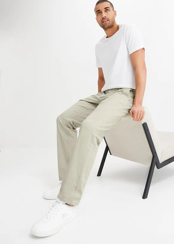 Strečové chino kalhoty Relaxed Fit s organickou bavlnou, Straight, bonprix