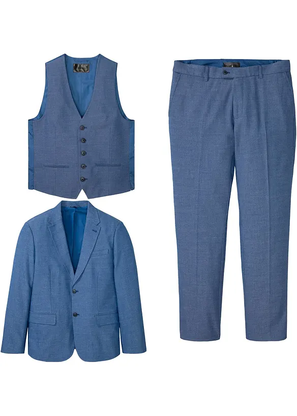3dílný oblek: sako, kalhoty, vesta, Regular Fit, bonprix