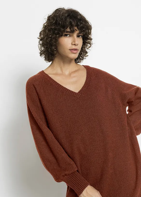 Oversize pletené šaty v délce midi, bonprix