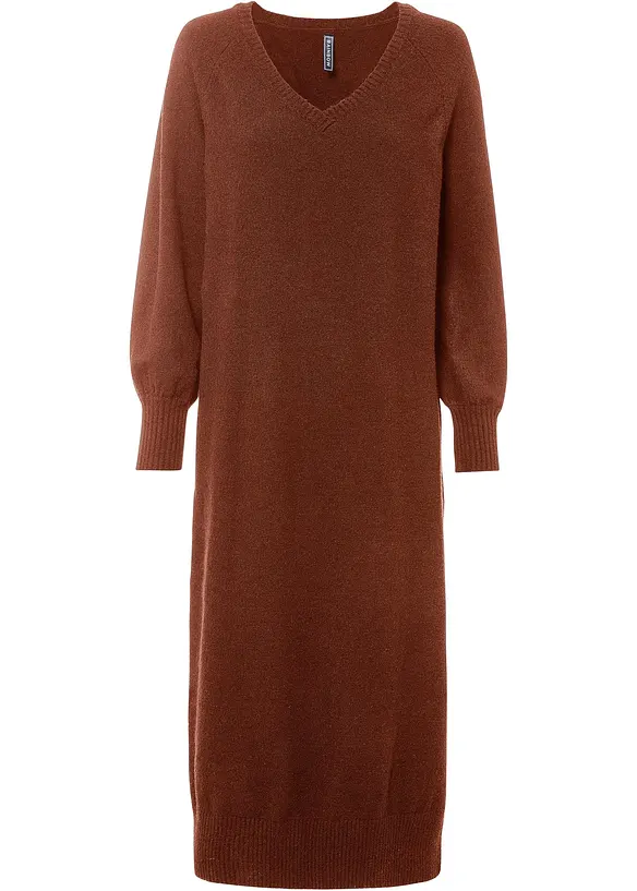 Oversize pletené šaty v délce midi, bonprix