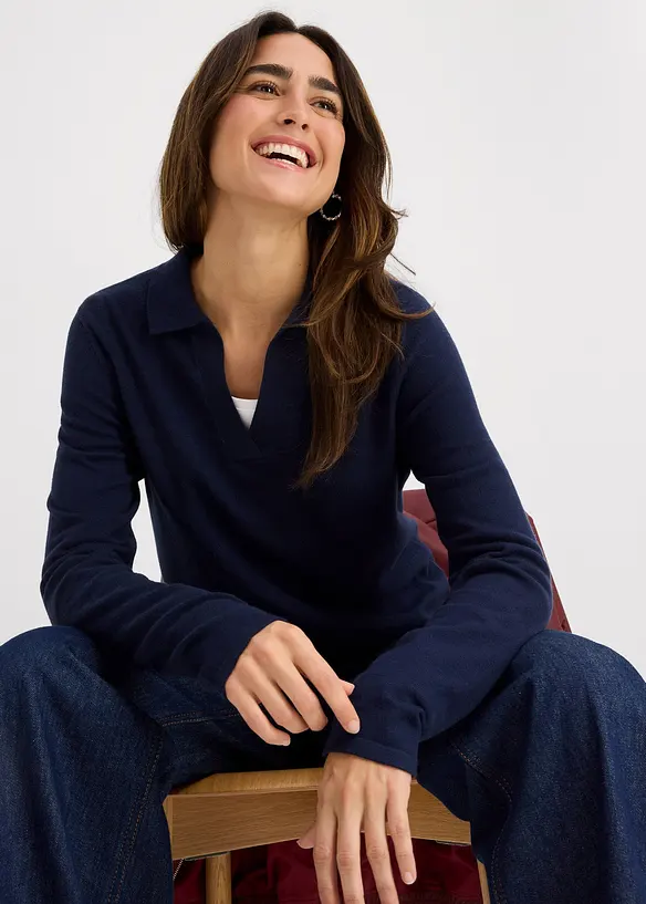 Triko polo z jemné viskózy, bonprix