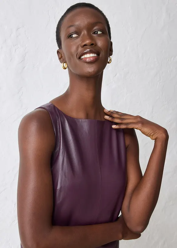 Kožené šaty z napa jehnětiny, bonprix