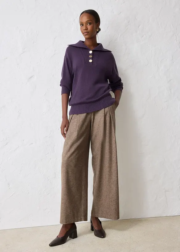 Svetr s límečkem na zip, z merino vlny, bonprix