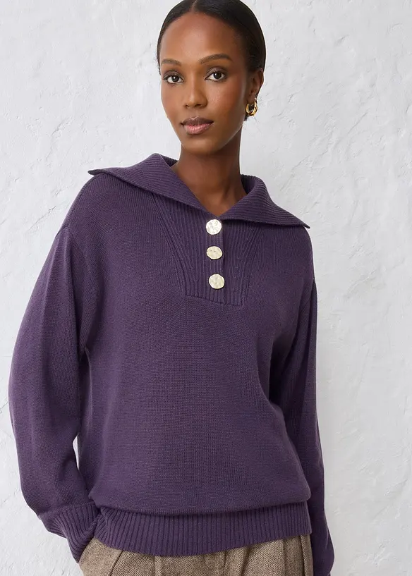 Svetr s límečkem na zip, z merino vlny, bonprix