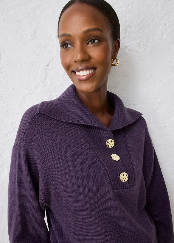 Svetr s límečkem na zip, z merino vlny, bonprix