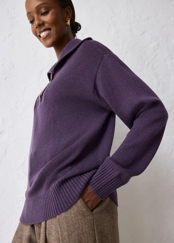 Svetr s límečkem na zip, z merino vlny, bonprix