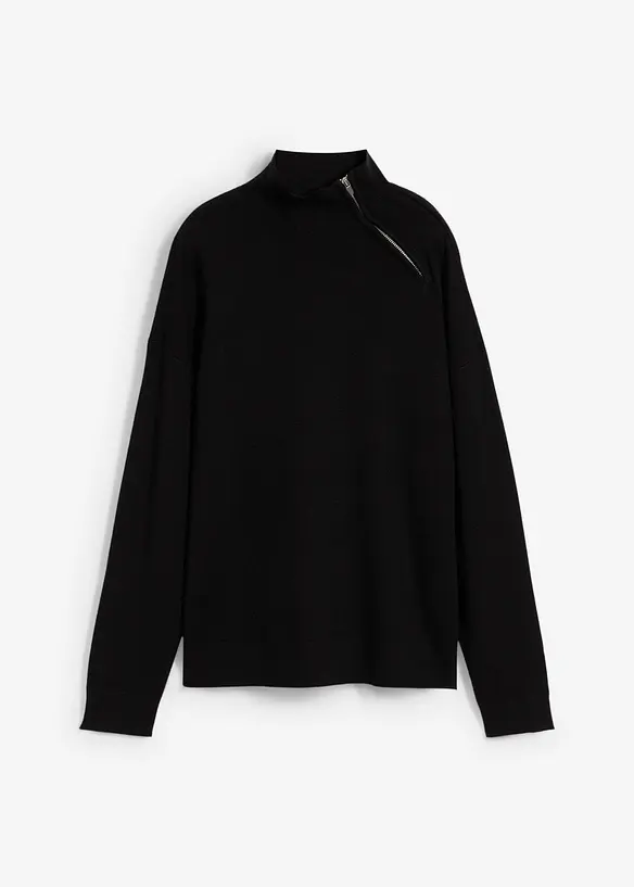 Svetr s ozdobným zapínáním na zip, z viskózové směsi, bonprix