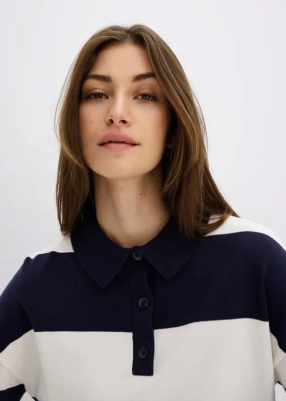 Oversize svetr s polo límečkem, bonprix