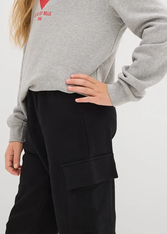Joggingové cargo kalhoty z čisté organické bavlny, bonprix