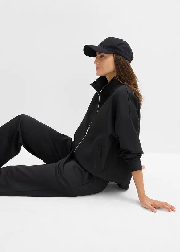 Bunda na zip z materiálu scuba, bonprix