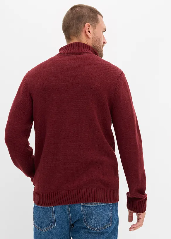 Svetr s límcem na zip a copánkovým vzorem, ze silnější pleteniny, bonprix