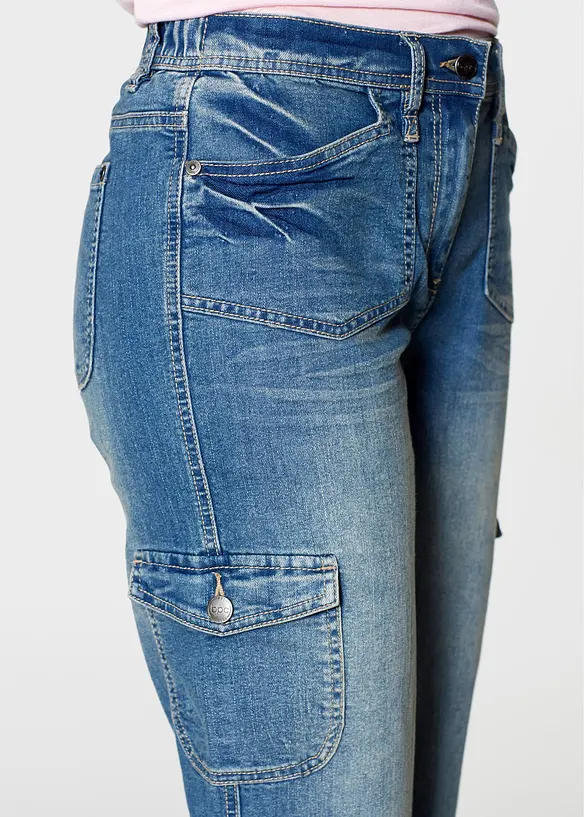 Strečové cargo džíny, Mid Waist, bonprix