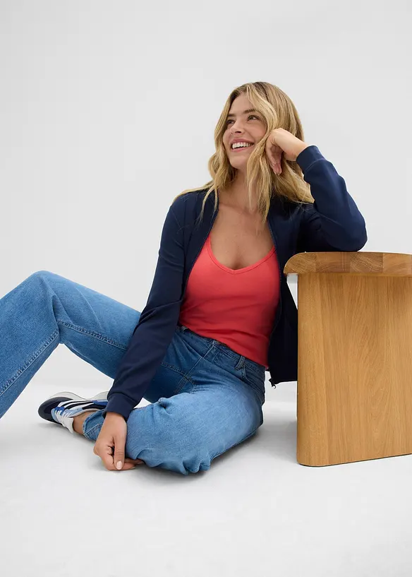 Top s úzkými ramínky, z čisté organické bavlny (3 ks v balení), bonprix