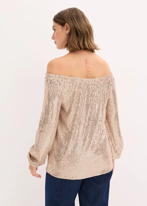 Oversized triko Carmen s pajetkami, bonprix