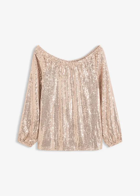 Oversized triko Carmen s pajetkami, bonprix