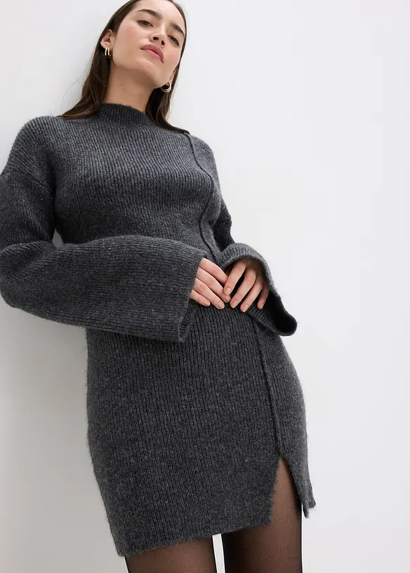 Krátké pletené šaty s podílem vlny, bonprix