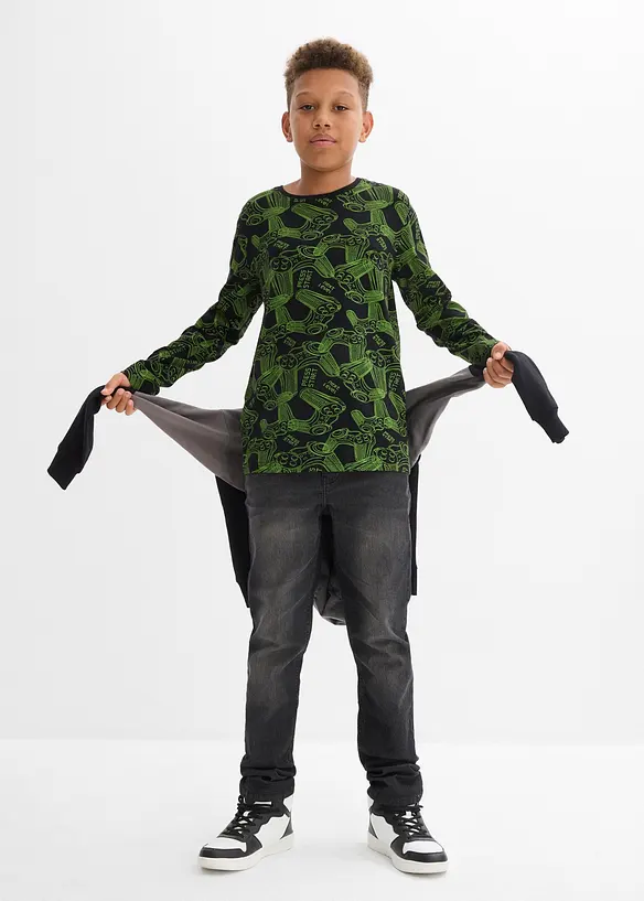 Tričko s dlouhým rukávem z měkké směsi s organickou bavlnou (3 ks v balení), bonprix