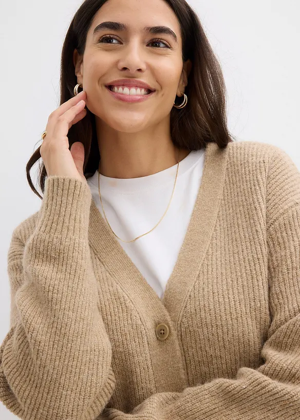 Kardigan z žebrované pleteniny, bonprix