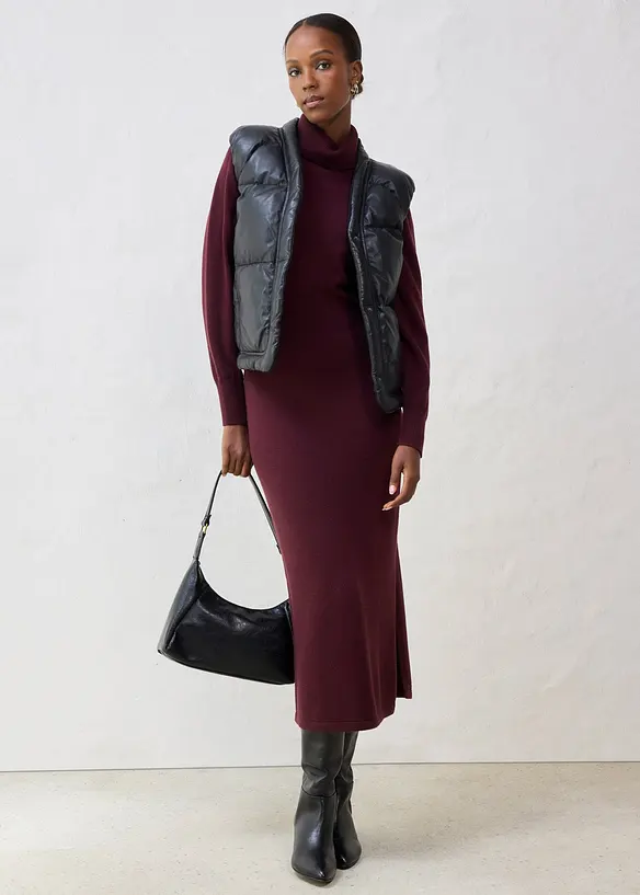 Kožená prošívaná vesta z nappa jehnětiny, bonprix