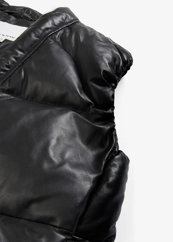 Kožená prošívaná vesta z nappa jehnětiny, bonprix