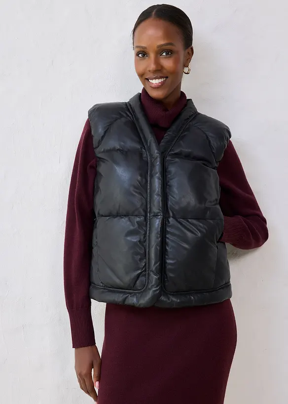 Kožená prošívaná vesta z nappa jehnětiny, bonprix