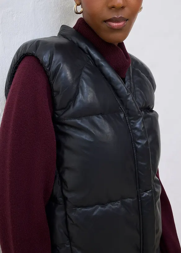 Kožená prošívaná vesta z nappa jehnětiny, bonprix