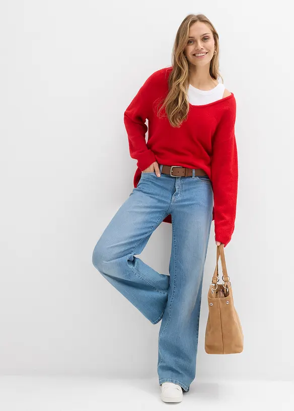 Dlouhý oversize svetr s postranními rozparky, bonprix