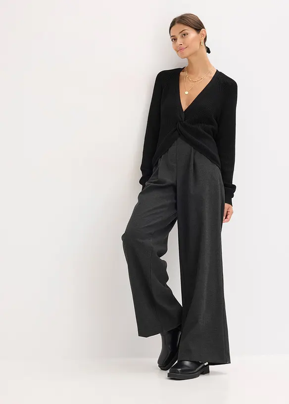 Žebrovaný svetr ze splývavé viskózové směsi, bonprix