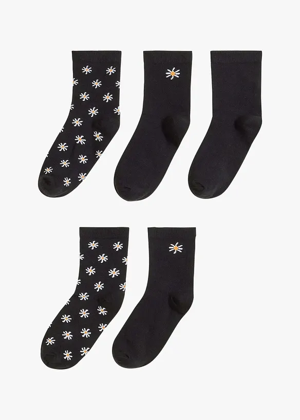 Ponožky s potištěnými okraji, organická bavlna (5 párů), bonprix