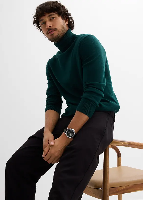 Svetr s rolákovým límcem, z jemné pleteniny s luxusní merino vlnou, Slim Fit, bonprix