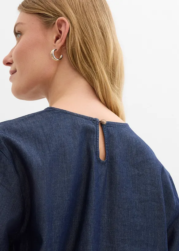 Džínová halenka se širokým rukávem, bonprix