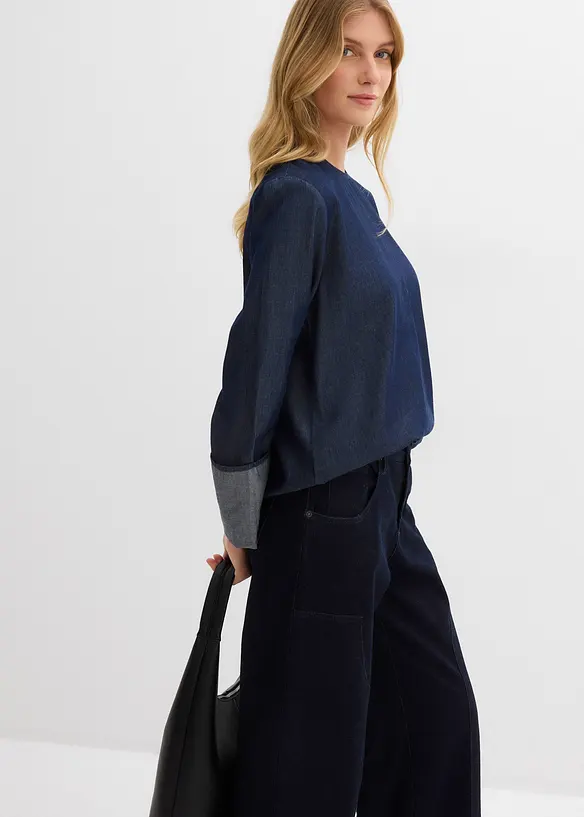 Džínová halenka se širokým rukávem, bonprix