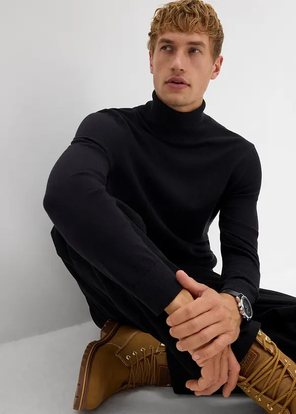 Svetr s rolákovým límcem, z jemné pleteniny s luxusní merino vlnou, Slim Fit, bonprix