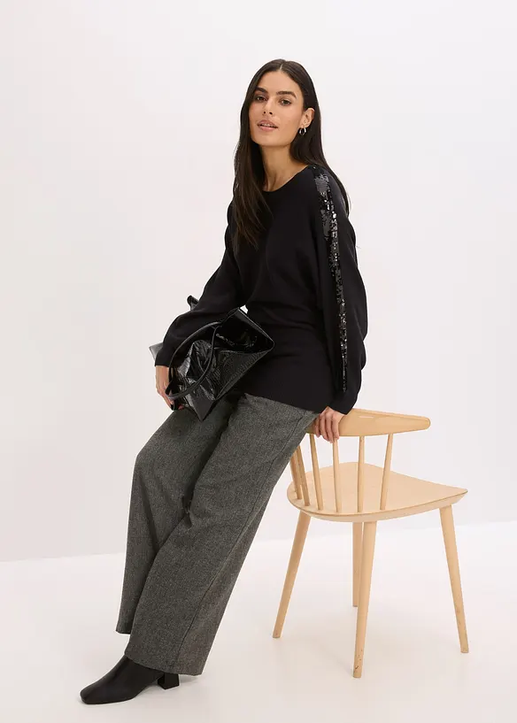 Svetr z jemné pleteniny s flitry, bonprix