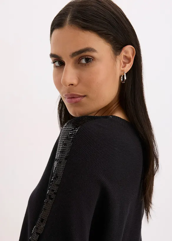 Svetr z jemné pleteniny s flitry, bonprix