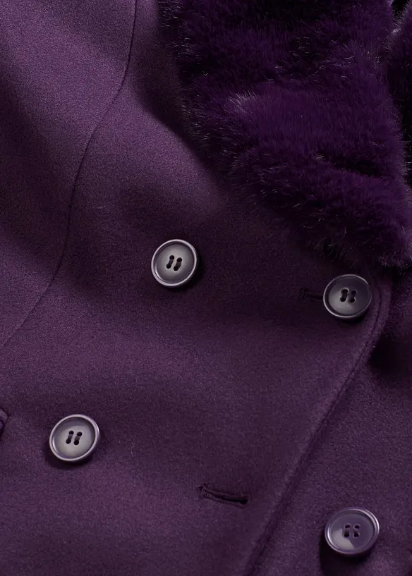 Kabát s odnímatelnou umělou kožešinou na límci, bonprix