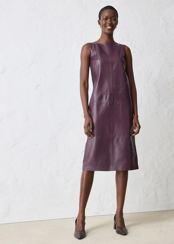 Kožené šaty z napa jehnětiny, bonprix