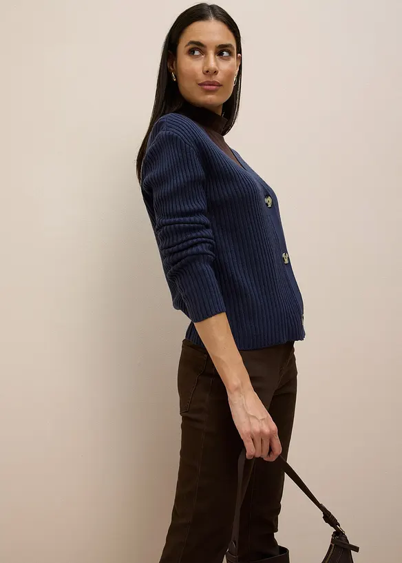 Pletený žebrovaný kabátek, bonprix