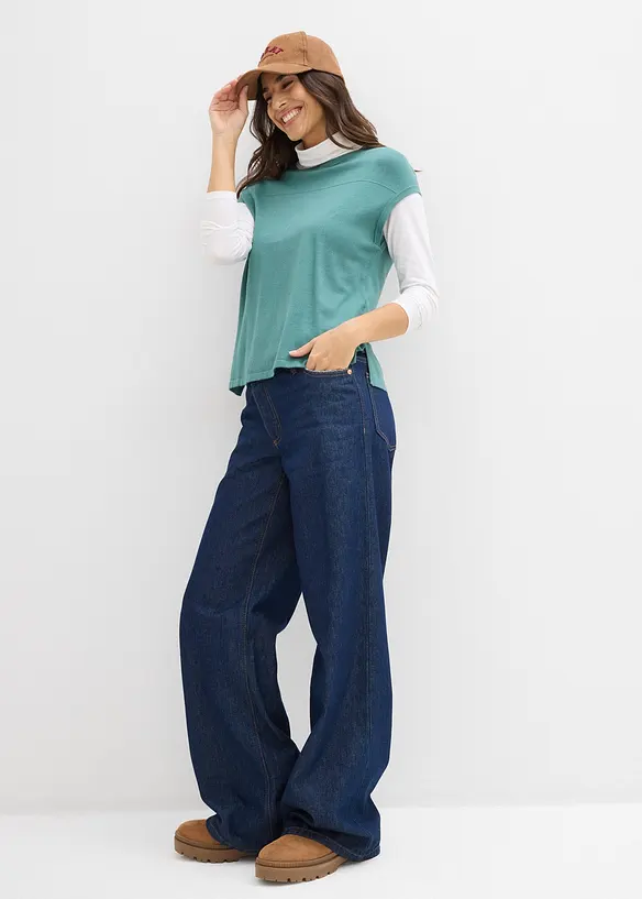 Svetr bez rukávů z měkké směsi s viskózou, bonprix