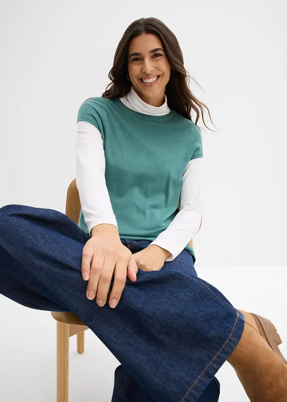 Svetr bez rukávů z měkké směsi s viskózou, bonprix